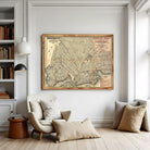 The image is a framed vintage map of Brooklyn, New York, depicting the city's streets and neighborhoods.