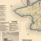 The image is a vintage map of a region, showing various landmarks and geographical features.