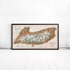 The image is a framed map of the La Chaine de Mont Blanc, a mountain range in France.