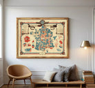 The image is a framed map of France, depicting the country's political boundaries and regions.
