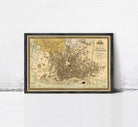 The image is a framed vintage map of Liverpool, England, depicting the city's layout and surrounding areas.