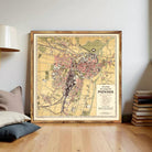 The image is a framed map of Poznan, Poland, depicting the city's layout and surrounding areas.