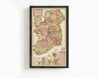 The image is a framed map of Ireland, depicting the country's geographical layout and boundaries.