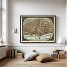 The image is a framed vintage map of Chicago, Illinois, United States.