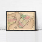 The image is a framed map of the city of St. John, New York, dated 1873.