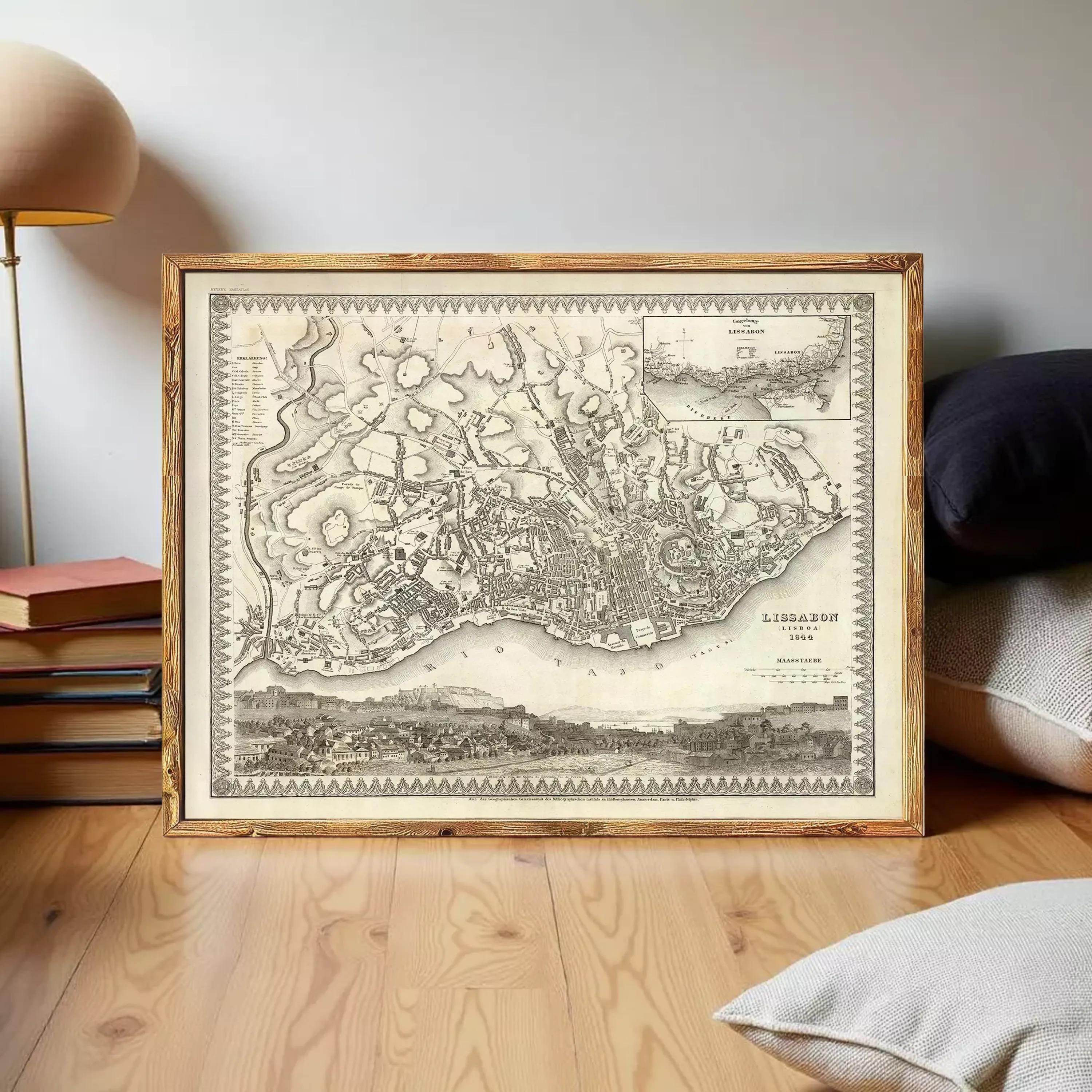 The image is a framed antique map of London, England, dating back to 1858.