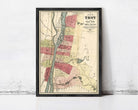 The image is a framed map of Troy, West Troy, and Green Valley, Pennsylvania, dated 1877.