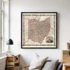 The image is a framed map of Ohio, showing the state's geographical layout and boundaries.