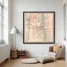 The image is a framed map of the city of Augusta, Maine, dated from 1876.