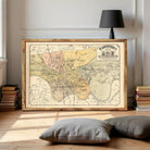 The image is a framed vintage map of a city, likely London, with various streets and landmarks labeled.