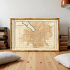 The image is a framed vintage map of Montgomery, Alabama, with a wooden frame.