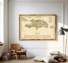 The image is a framed antique map of the Caribbean region, depicting the island of Cuba.