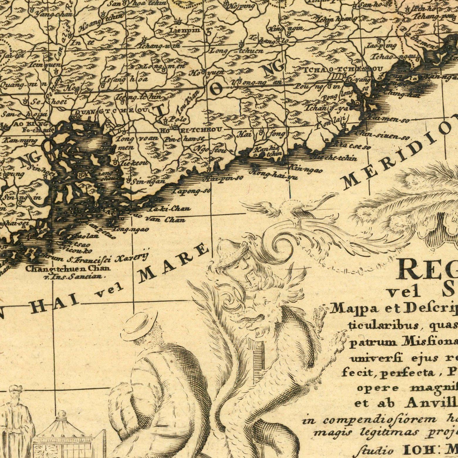 The image is a detailed map of a coastal region, featuring various landmarks and geographical features.