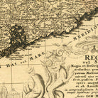 The image is a detailed map of a coastal region, featuring various landmarks and geographical features.