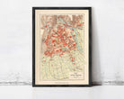 The image is a framed vintage map of the city of Vetrino, Italy, depicting the city's layout and surrounding areas.