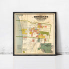 The image is a framed map of the city of Berkeley, California, showing the layout of the city and surrounding areas.