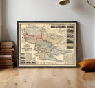 The image is a framed antique map of the Prince Edward Island, Canada, depicting the region in a vintage style.