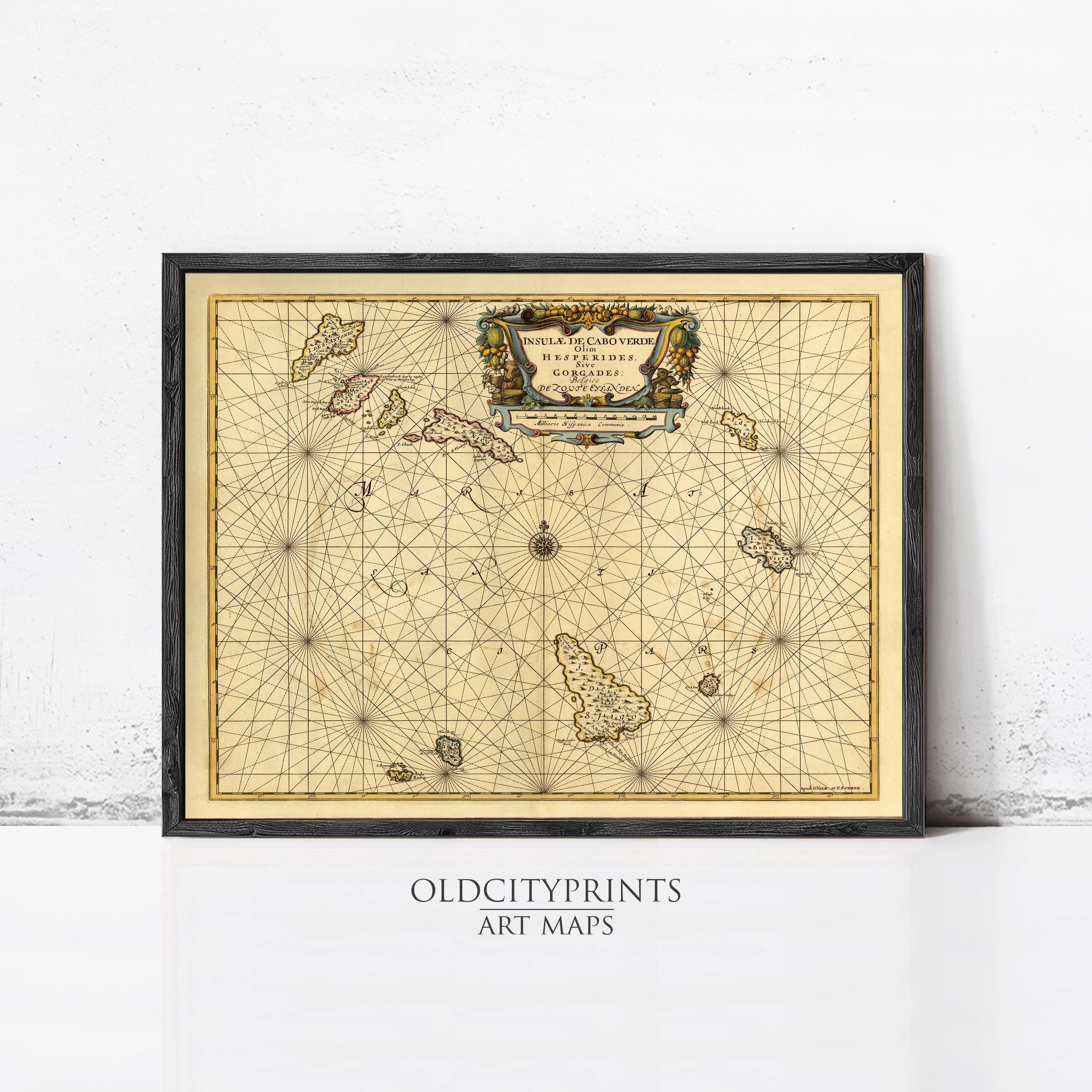 The image is a framed antique map of the Caribbean Sea, featuring intricate details and a decorative border.