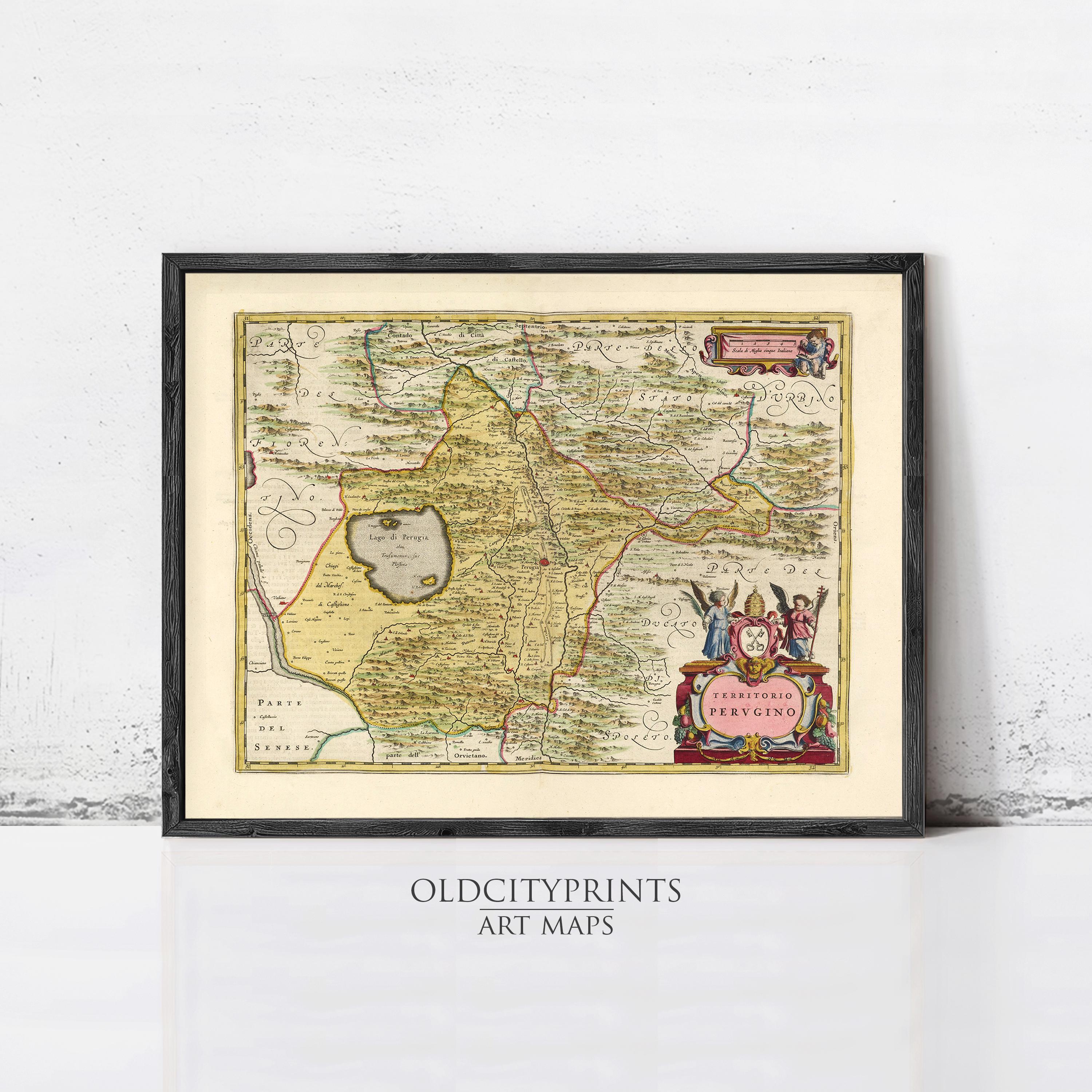 The image is a framed antique map of the Peruvian Andes, depicting the region in a detailed and colorful manner.