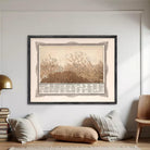The image is a framed vintage map depicting a mountainous landscape with various peaks and valleys.