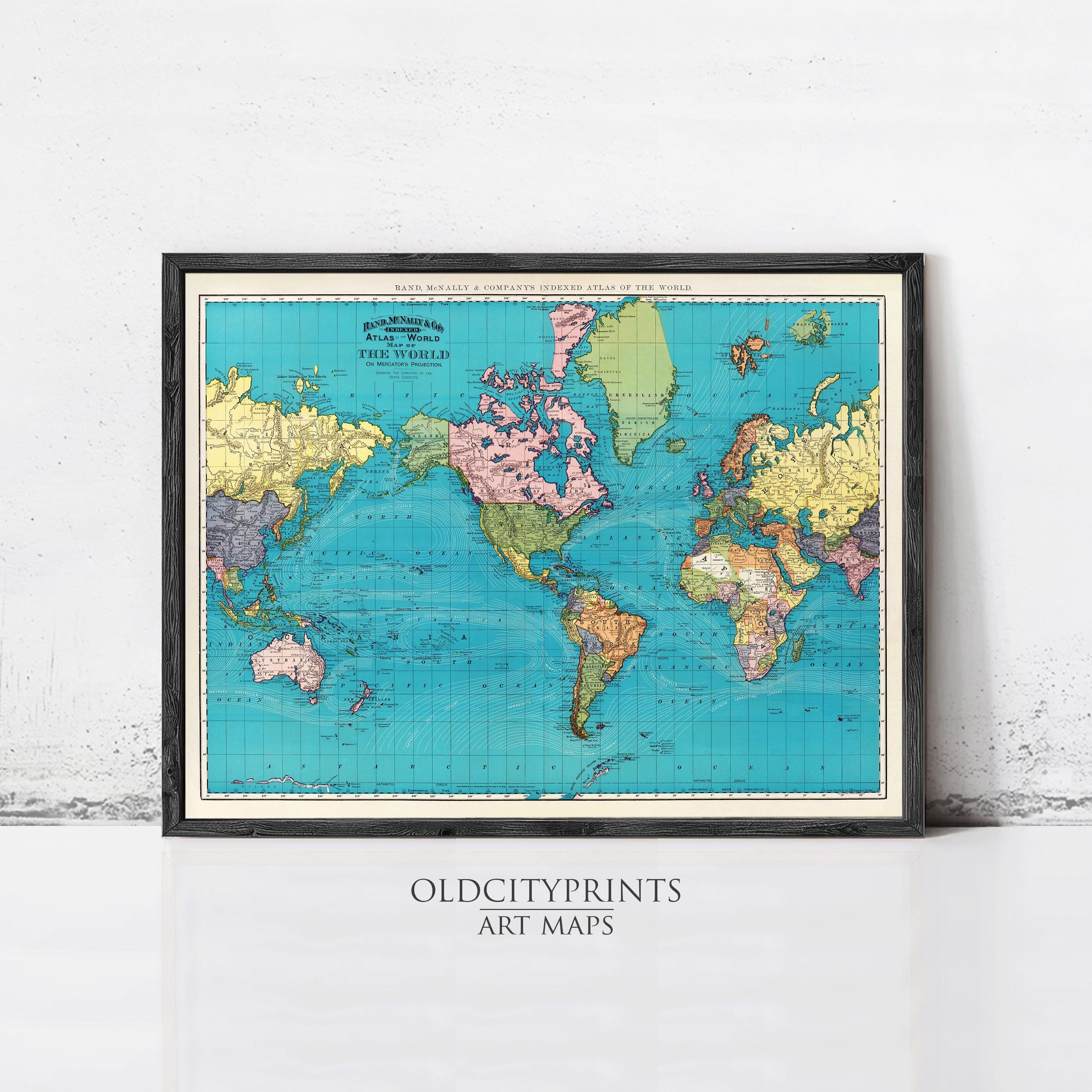 Old World Map 1897 Mercator Projection Vintage World Map | Vintage