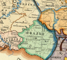 The image is a detailed map of a region, likely in Russia, with various labels and markings indicating different geographical features and locations.