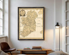 The image is a framed map of Ireland, showing the country's geographical layout and major cities.