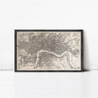 The image is a framed vintage map of London, England, depicting the city's streets and landmarks.