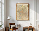 The image is a framed vintage map of Rome, Italy, depicting the city's layout and surrounding areas.