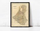 The image is a framed map of Belgium, showing the country's geographical layout and surrounding areas.
