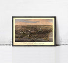 The image is a framed vintage map of Washington, D.C., depicting the city's layout and surrounding areas.