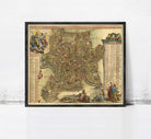 The image is a framed antique map of Rome, Italy, depicting the city's layout and surrounding areas.