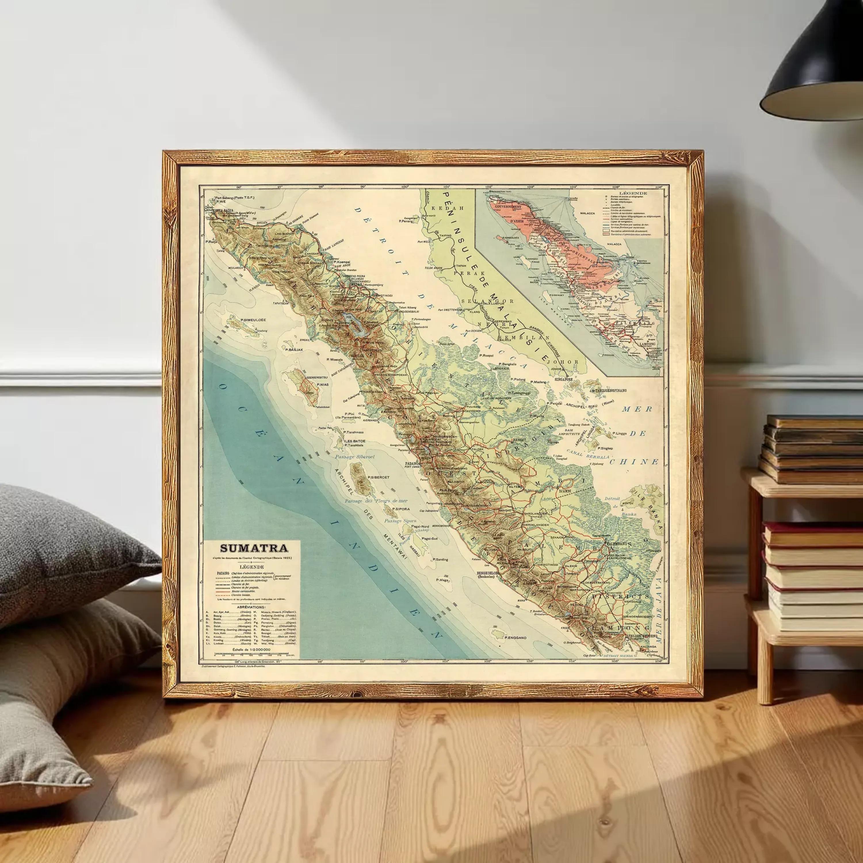 The image is a framed vintage map of the South China Sea region, specifically focusing on the island of Somataya.