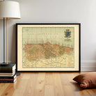 The image is a framed vintage map of the Marches region, which includes the town of Oviado.