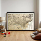 The image is a framed historical map of Cambridge, Massachusetts, depicting the city's layout and surrounding areas.