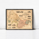 The image is a framed antique map of the City of Cambridge, Massachusetts, dated 1853.