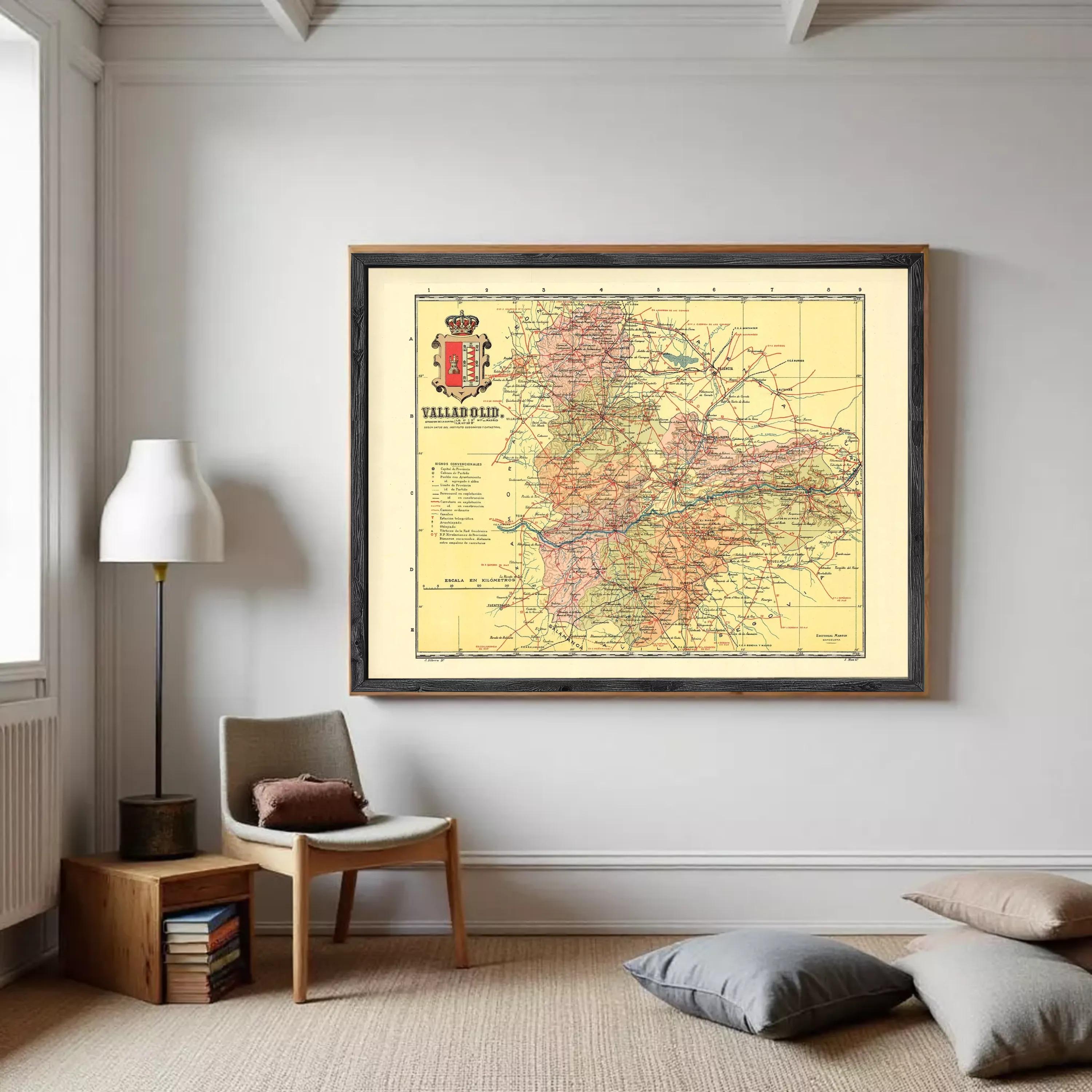 The image is a framed vintage map of the region of Vallldóid, showing various geographical features and locations.
