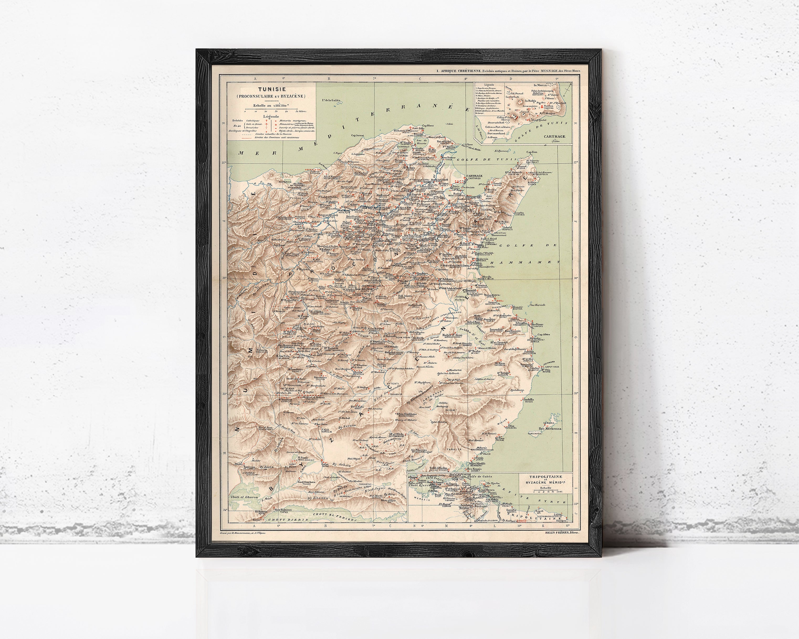 The image is a framed map of Turkey, depicting the country's geographical features and locations.