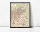 The image is a framed map of Turkey, depicting the country's geographical features and locations.