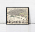 The image is a framed vintage map of Calcutta, India, depicting the city's layout and surrounding areas.