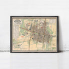 The image is a framed map of Mexico, showing the city layout and various landmarks.