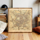 The image is a framed vintage map of Milan, Italy.