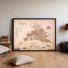 The image is a framed map of Cape Town, South Africa, depicting the city's layout and surrounding areas.
