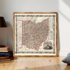 The image is a framed map of Ohio, showing the state's geographical layout and boundaries.