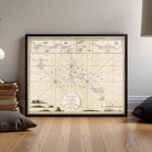 The image is a framed vintage map of the Western Caribbean, depicting various islands and coastlines.