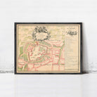 The image is a framed historical map of the city of Paris, France, depicting the layout of the city and its surrounding areas.