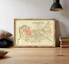 The image is a framed vintage map of the village of Mazagan, located in the Mediterranean region.