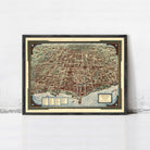 The image is a framed vintage map of Chicago, Illinois, United States.