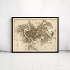 The image is a framed vintage map of Rome, Italy, depicting the city's layout and streets.