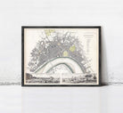 The image is a framed vintage map of the city of Paris, France, depicting the city's layout and surrounding areas.